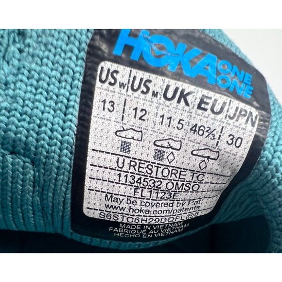 Hoka One Restore TC Size W13/M12 Slip On Ocean Mist 1134532-OMSO NEW - Picture 12 of 16